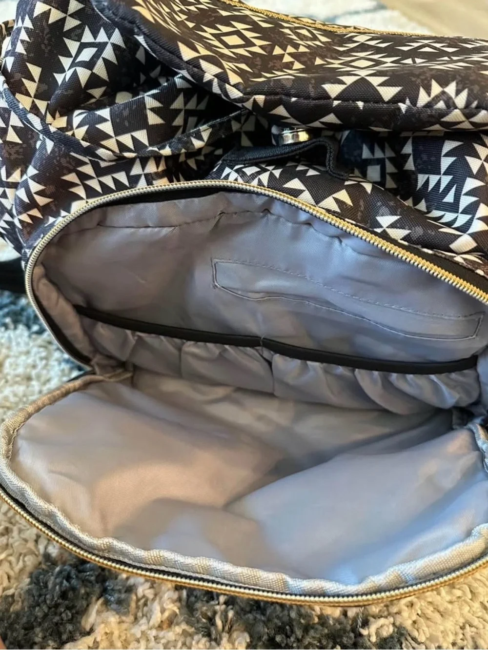 Fisher-Price Diaper Bag Backpack B/W Geometric Print Insulated Bottle Pockets